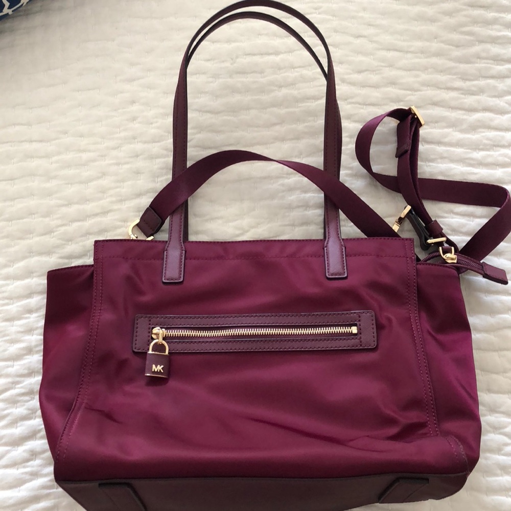 Michael Kors Burgundy Tote with Gold Hardware